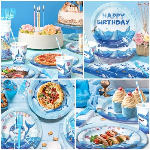 Kinovo 300 Pcs Shark Tableware Set for 50 Guests