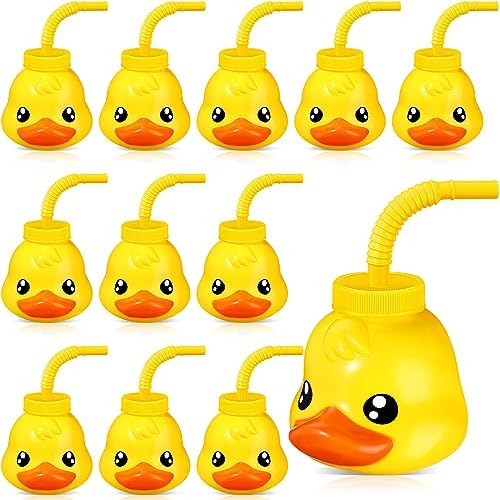 Roshtia Farm Animal Cups 12 Set with Straws and Lids