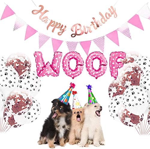Esweny Pet Birthday Balloons Decor Set Pink