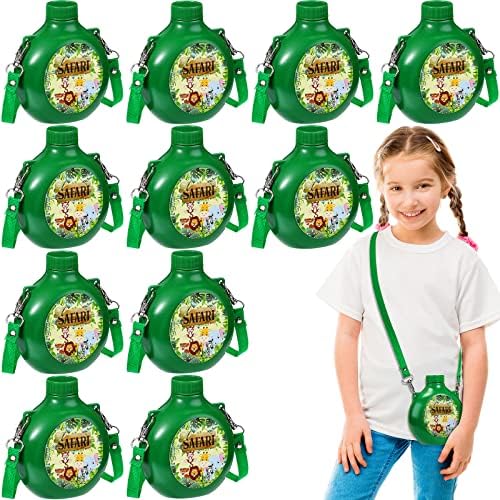 Eaasty 12 Set Jungle Safari Kids Water Bottles with Straps