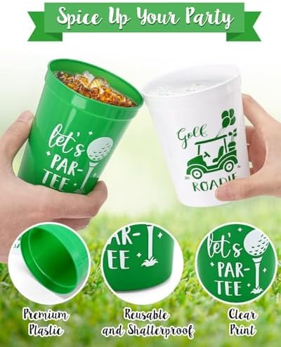 Nefelibata 12Pcs Golf Party Cups Reusable 16oz Drinking Cups