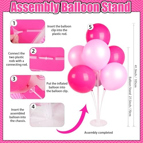 185Pcs Hot Pink Birthday Party Decoration Set for Girls