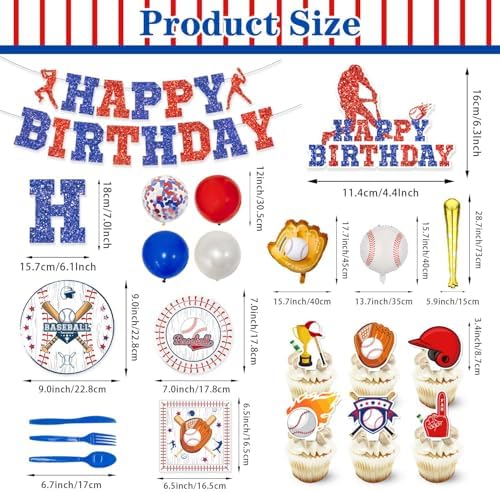 Heidaman Baseball Party Decorations Set