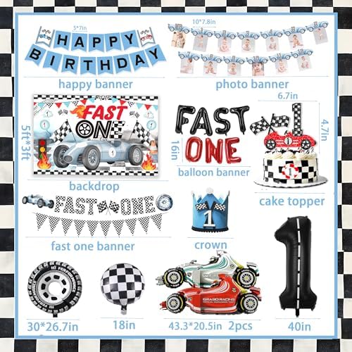 Fast One Birthday Decorations Boys Race Car Party Supplies