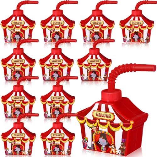 Tanlade 12 Pcs Circus Shape Cups with Straws and Lids