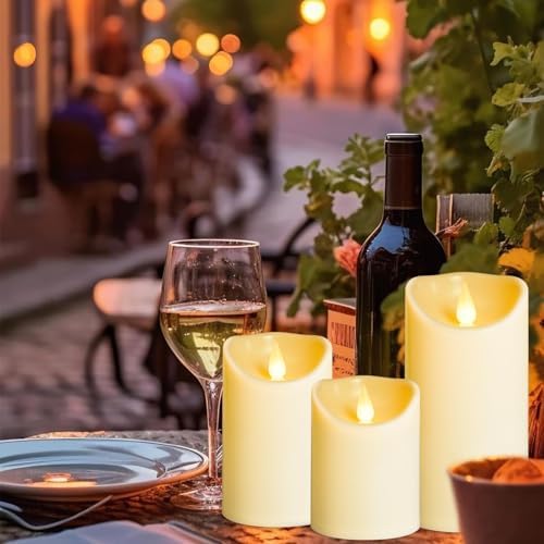 LEOSAN Flameless Candles with Remote Timer 3 pcs