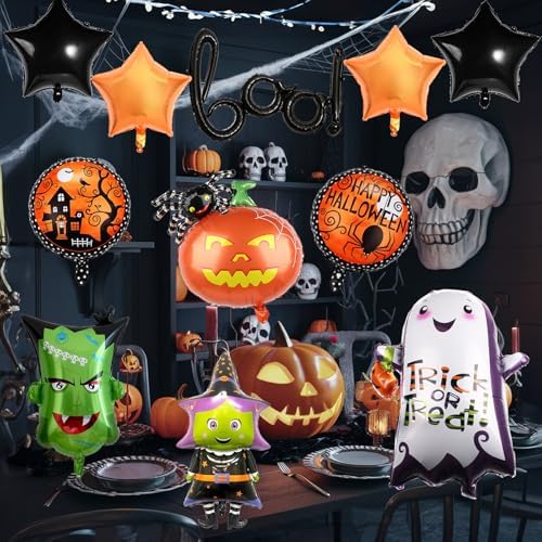 10 Pcs Halloween Boo Foil Balloons Set