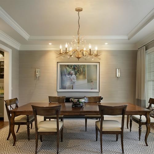 Zicbol 6-Lights Gold Vintage Crystal Chandelier Fixture