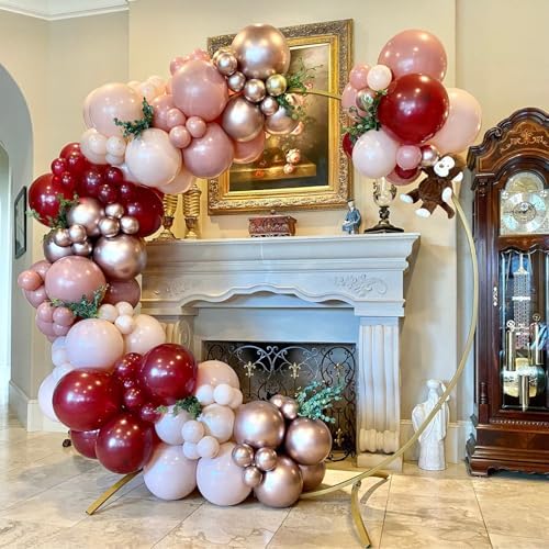 Burgundy Rose Gold Balloons 60 Pcs 12 Inches