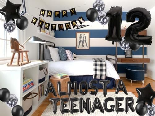 12th Birthday Decorations Black for Girl