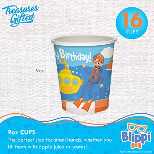 Treasures Gifted Blippi Themed 9oz Paper Cups - 16 Count