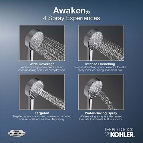 KOHLER Awaken Deluxe 3-Function Handshower Kit Brushed Nickel 175 GPM