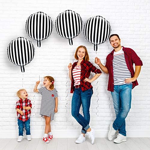 Gejoy 24 Piece 18 Inch Black White Striped Balloons for Halloween Birthday Party Decoration
