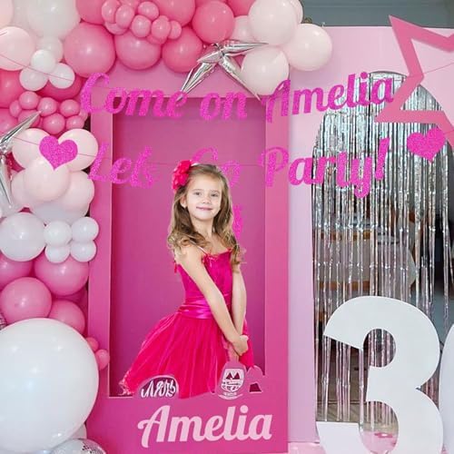 Hot Pink Glitter Party Banner Princess Decor
