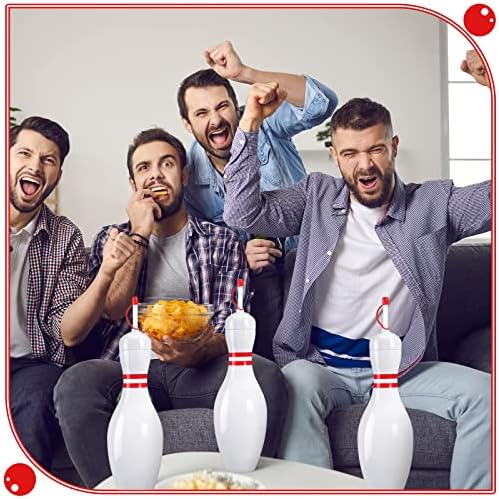 Funtery 4-Pack Bowling Shaped Water Bottles with Lids and Straws