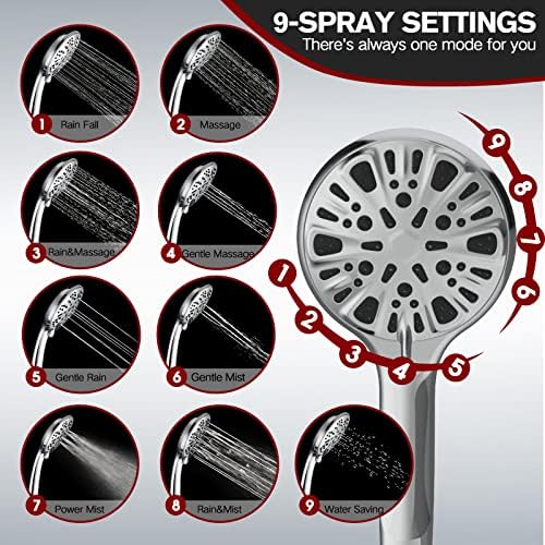 Nottia Multifunctional Handheld Shower Head with 9 Spray Modes