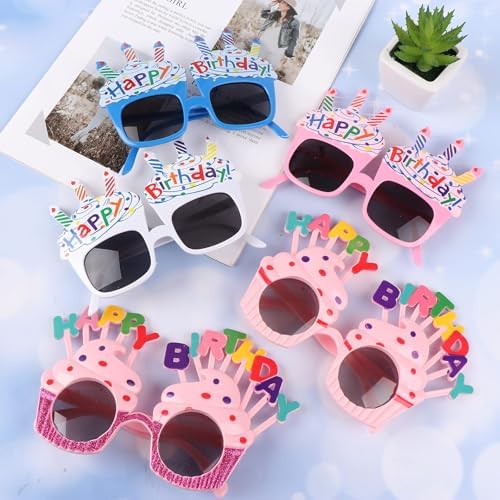 12 PCS Happy Birthday Hats and Sunglasses for Kids Adults Party Favors
