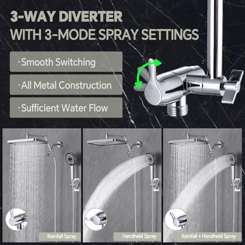 13 Inch Rain Shower Head with Handheld Spray Combo - Polished Chrome