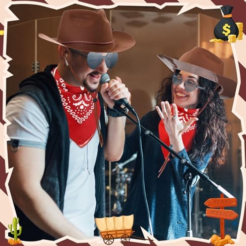 Newcotte 18 Pcs Western Cowboy Plastic Hat Set