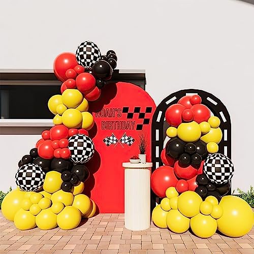 Red Black Yellow Confetti Balloons Garland Kit for Parties