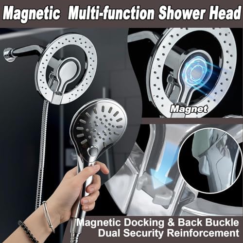 Dual Shower Head Set with Magnetic Handheld and Rainfall 2 in 1