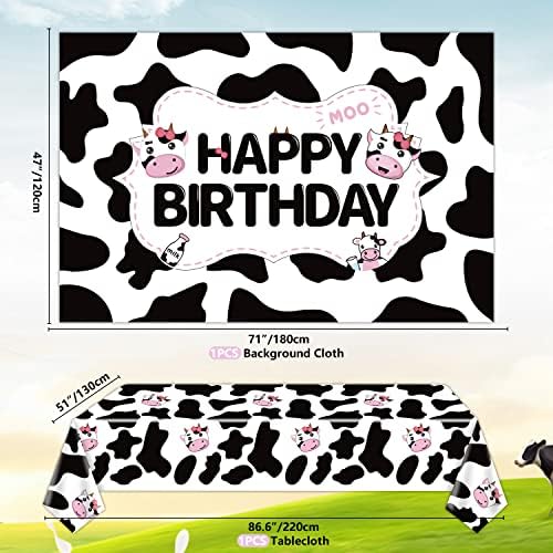 220 Pack Cow Print Party Supplies Farm Birthday Decorations