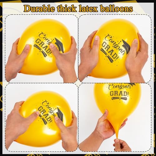 GuassLee Graduation Balloons 2025 Gold Black Set 60pcs