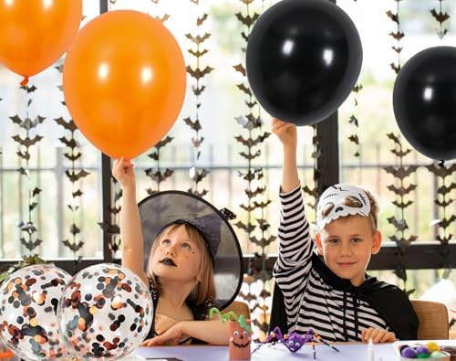 KALOR 12 Inch Orange Black Balloons 60 Pack
