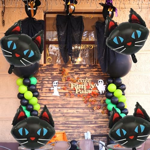 6-Pack 22 Inch Black Cat Shaped Balloons - Halloween Party Decorations