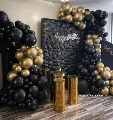 Black and Gold Balloon Arch Kit 102Pcs