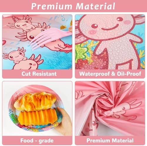 Chiazllta 24 Guests Pink Axolotl Party Plates Set