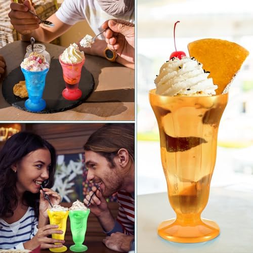 24 Pack Neon Color Plastic Sundae Cups for Kids and Parties