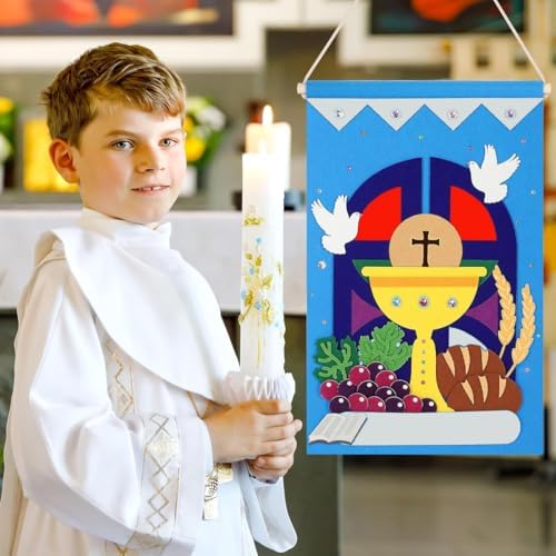 First Communion Banner Kit Blue 12x18 Inch DIY Craft Supplies