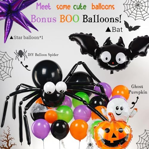 Halloween Balloon Garland with Cute Bat and Pumpkin Decor