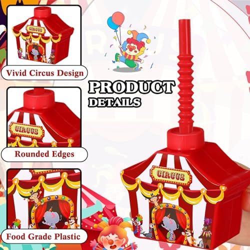 Tanlade 12 Pcs Circus Shape Cups with Straws and Lids
