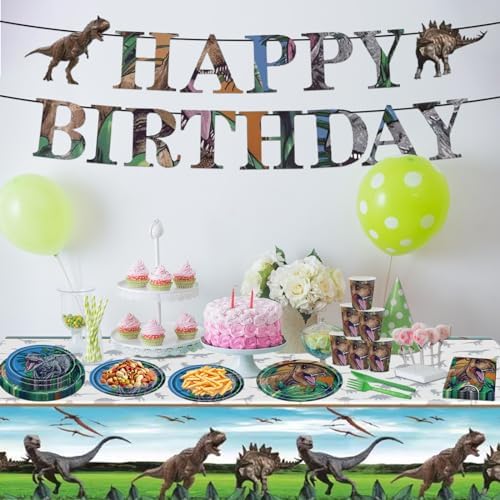 98PCS Dinosaur Party Tableware Set for 16 Guests