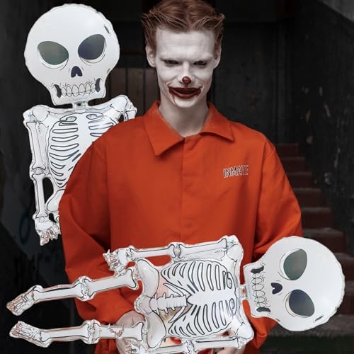 2 Pieces 34x62 Inch Scary Skeleton Balloons for Halloween Decorations