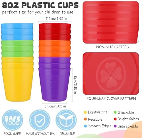 Eccliy 72 Pack Kids Reusable Cups 8 Oz Bulk