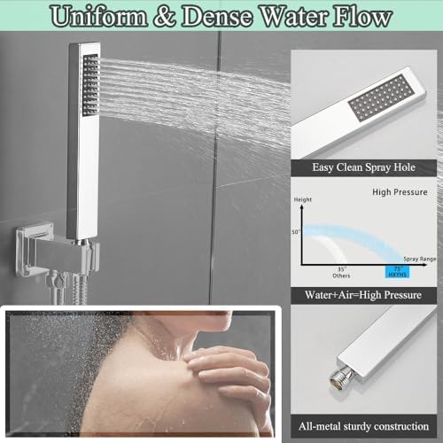 Handheld Shower Head with High Pressure and Polished Chrome Finish