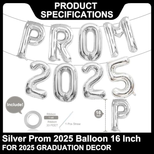 2025 Silver 16 Inch Balloons for Prom and Graduation Party Decorations