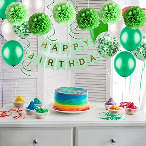 Green Birthday Decorations Kit - Happy Birthday Balloons and Party Supplies