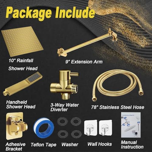 10 Inch Square Rain Shower Head with Handheld Combo
