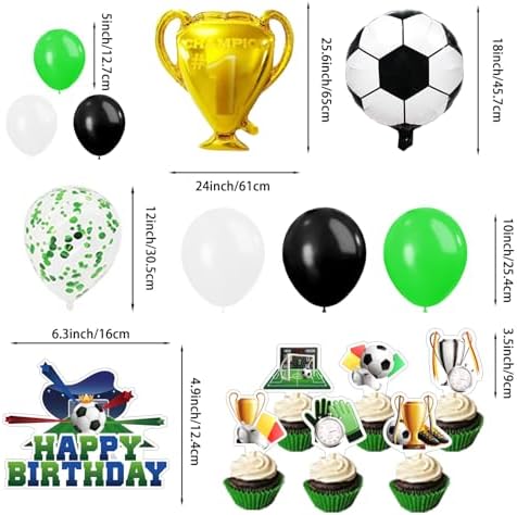 Soccer Party Decor Set with Balloons and Tableware