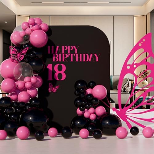 118pcs Pink Black Balloon Garland Kit