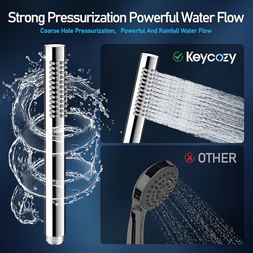 Keycozy Handheld Shower Head with Slide Bar and Silicone Nozzles