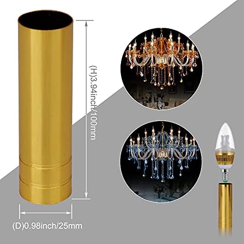 6PCS Gold Metal Chandelier Candle Light Cover Sleeves Replacement
