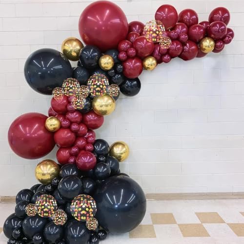 Black Red Gold Balloon Set 60 Pcs 12 Inches Decorations