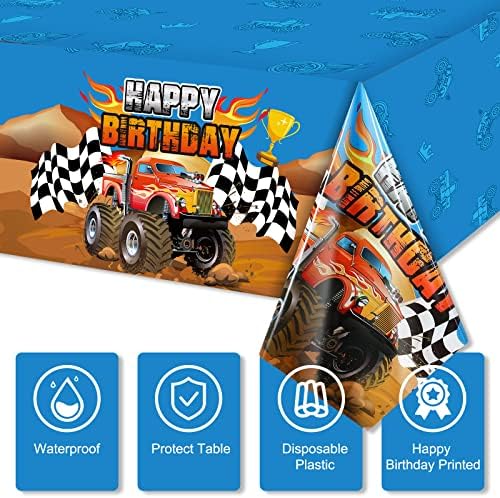 Monster Truck Tablecloth Set 3 Pieces Birthday Party Decorations