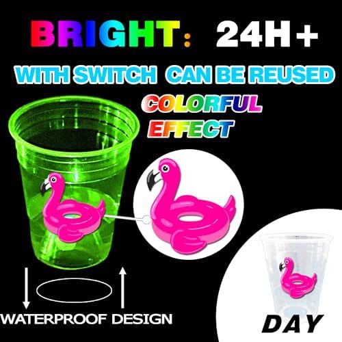 Glow Summer Beach Party Cups 24 Pcs with LED Lights