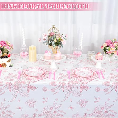 3 Pack Pink Floral Tablecloths 54 X 108 Inch